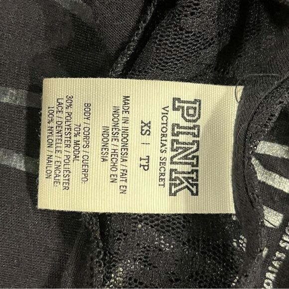 Pink Black Sleeveless crop Top with Silver Text” Take me away” size extra small - Picture 7 of 9